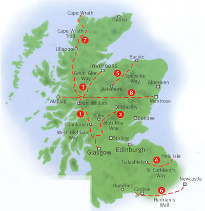 Map of hill walking routes